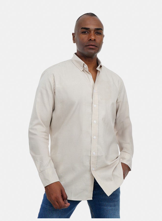 FIRE WOOD FireWood Long Sleeve Shirt  For Men- Beige - Image 1